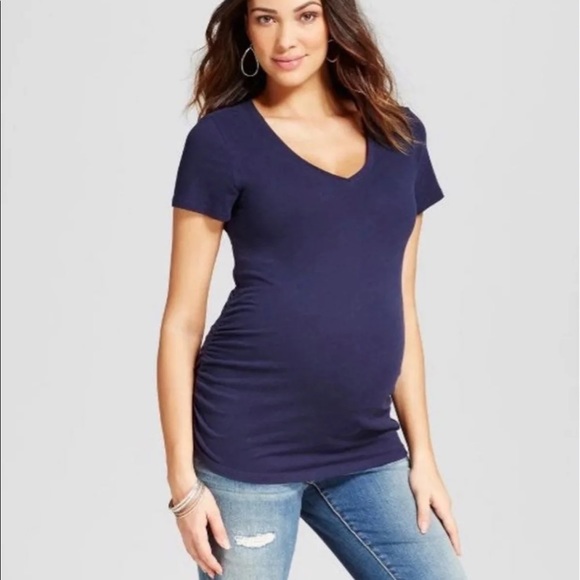 Isabel Maternity V-Neck Navy T-Shirt XXL - Picture 1 of 6
